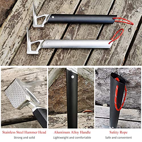 DECDEAL Martelo de acampamento ao ar livre de liga de alumínio Martelo multifuncional Equipamento de