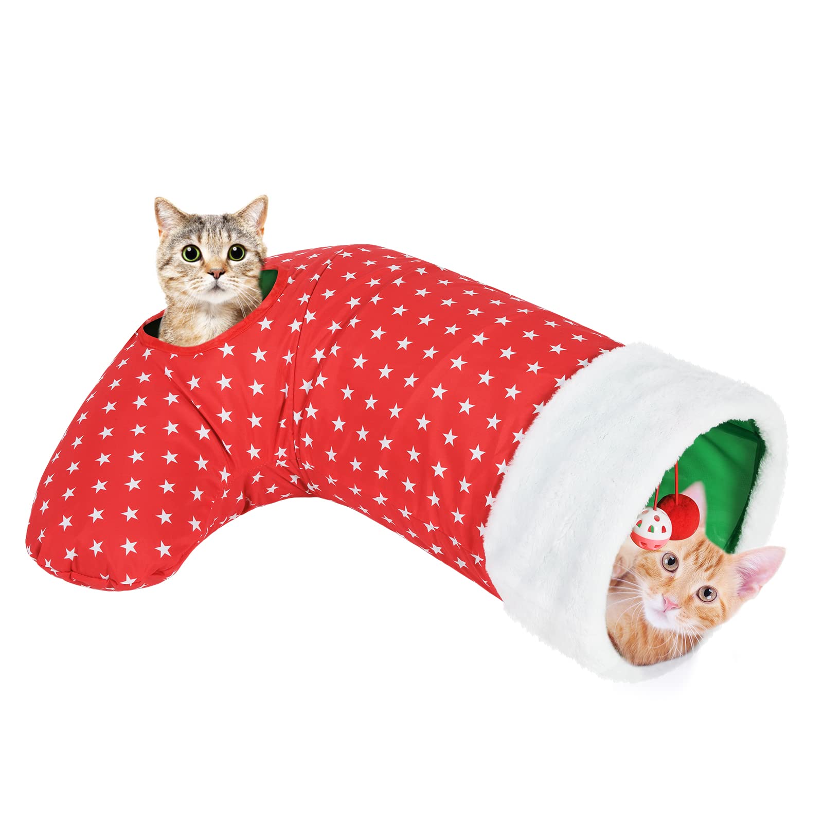 Pawaboo Cat Tunnel Christmas Sock, Red