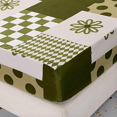 Miniatura 10 de HOOBUY Juego de sábanas de microfibra suave estampada de 4 piezas, incluye sábana encimera con estampado floral, sábana bajera con bolsillo profundo