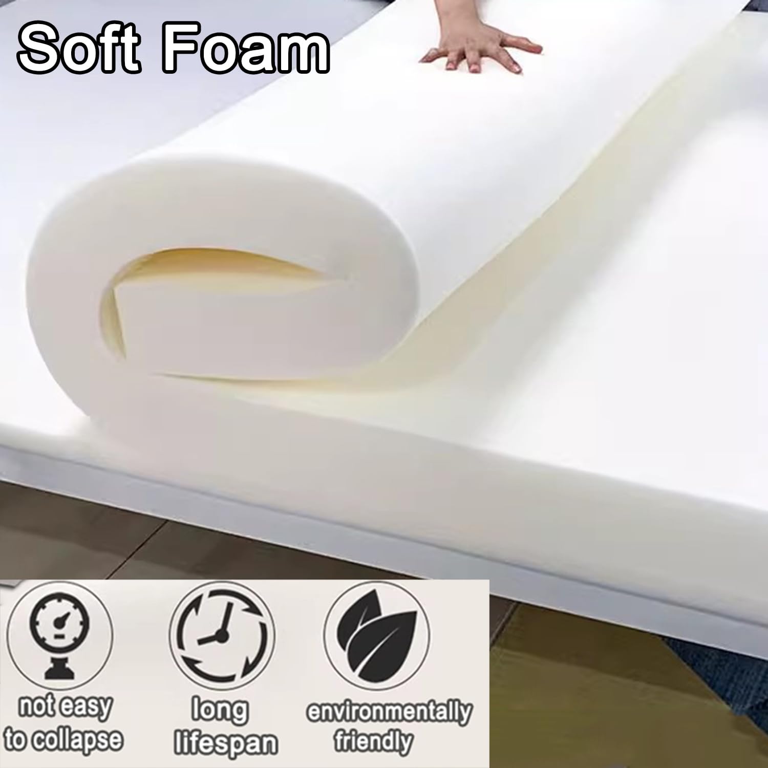 Polsterschaum, ganzteiliger, fester Schaumstoff, verwendet für Pads, Sofa, Polster, Ersatzkissen, Matratzenauflage, Sitze, Wohnmobile (150 x 50 x 5 cm)