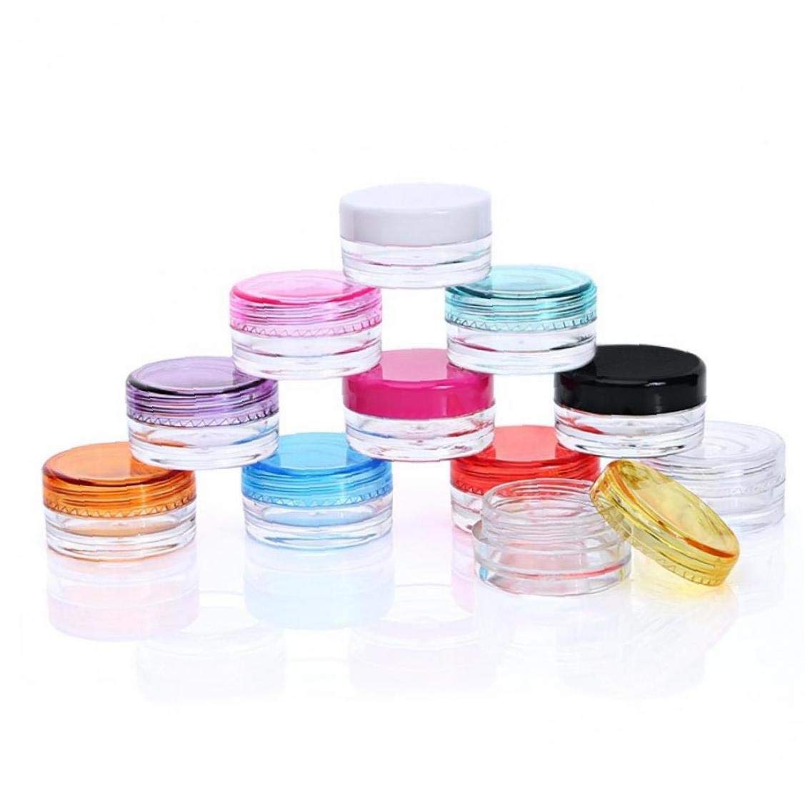 Aisoway Cosmetic Jar Clear Empty Sample Bottle with Lids Eyeshadow Makeup Cream Lip Balm Container 10pcs/Set (Random Color)