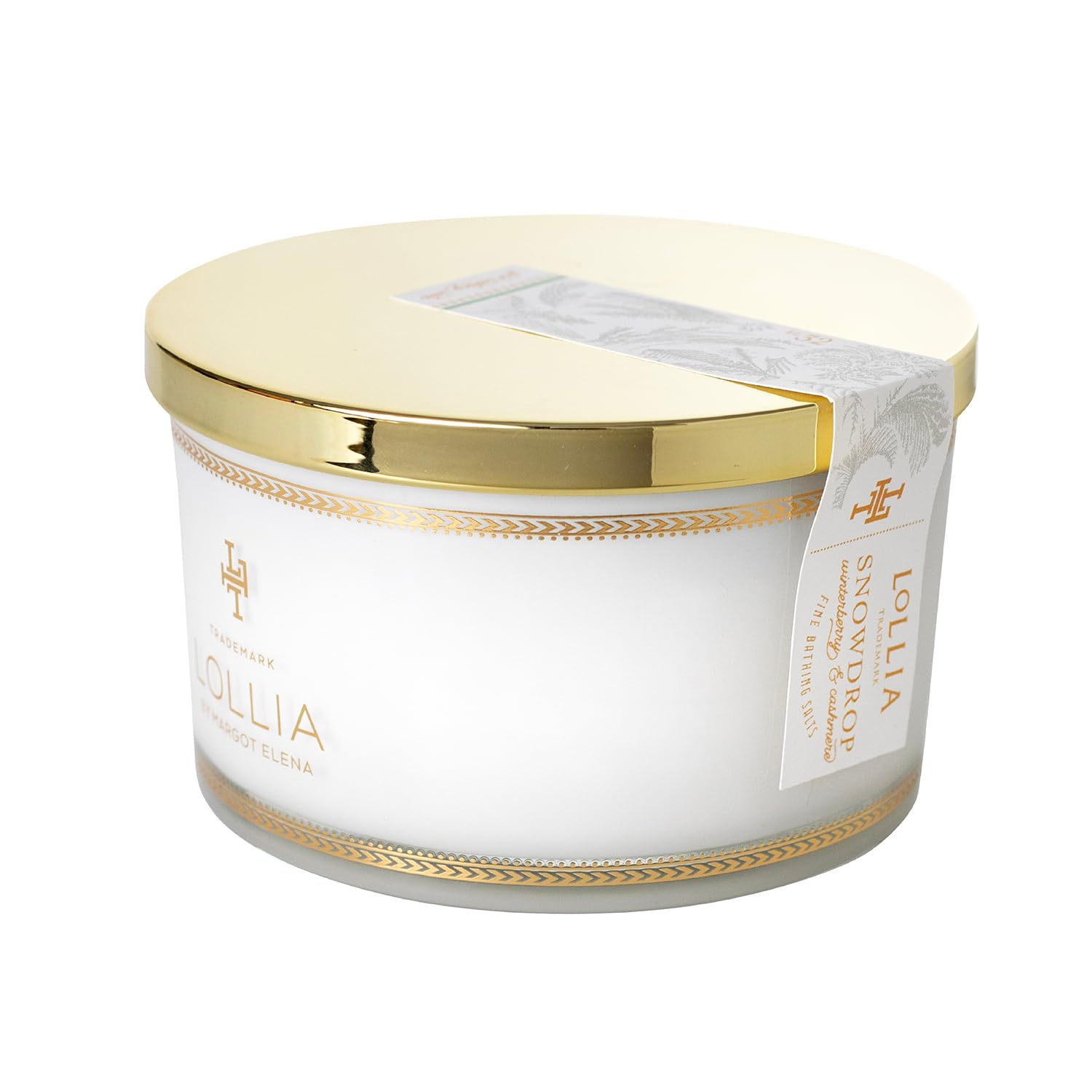 LOLLIA Sales de baño de campanilla de 737 g, sal de baño perfumada de Winterberry y cachemira, para mujer, para spa en casa, regalo relajante para vacaciones, cumpleaños, aniversarios