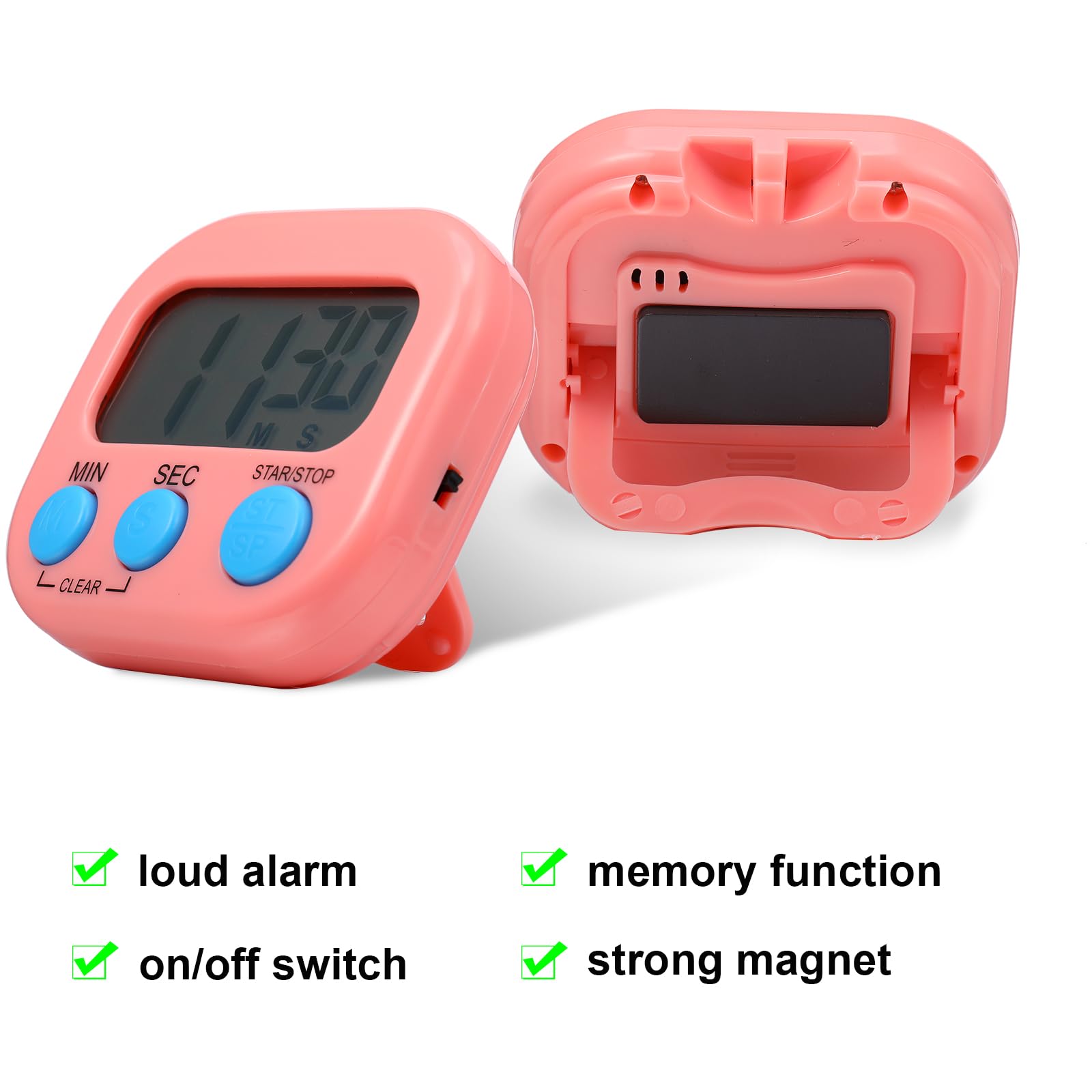 Weewooday Temporizador digital de cocina, multifunción, temporizadores de dígitos grandes para el aula, cronómetro electrónico magnético de cuenta regresiva, alarma fuerte, cronómetro para cocinar