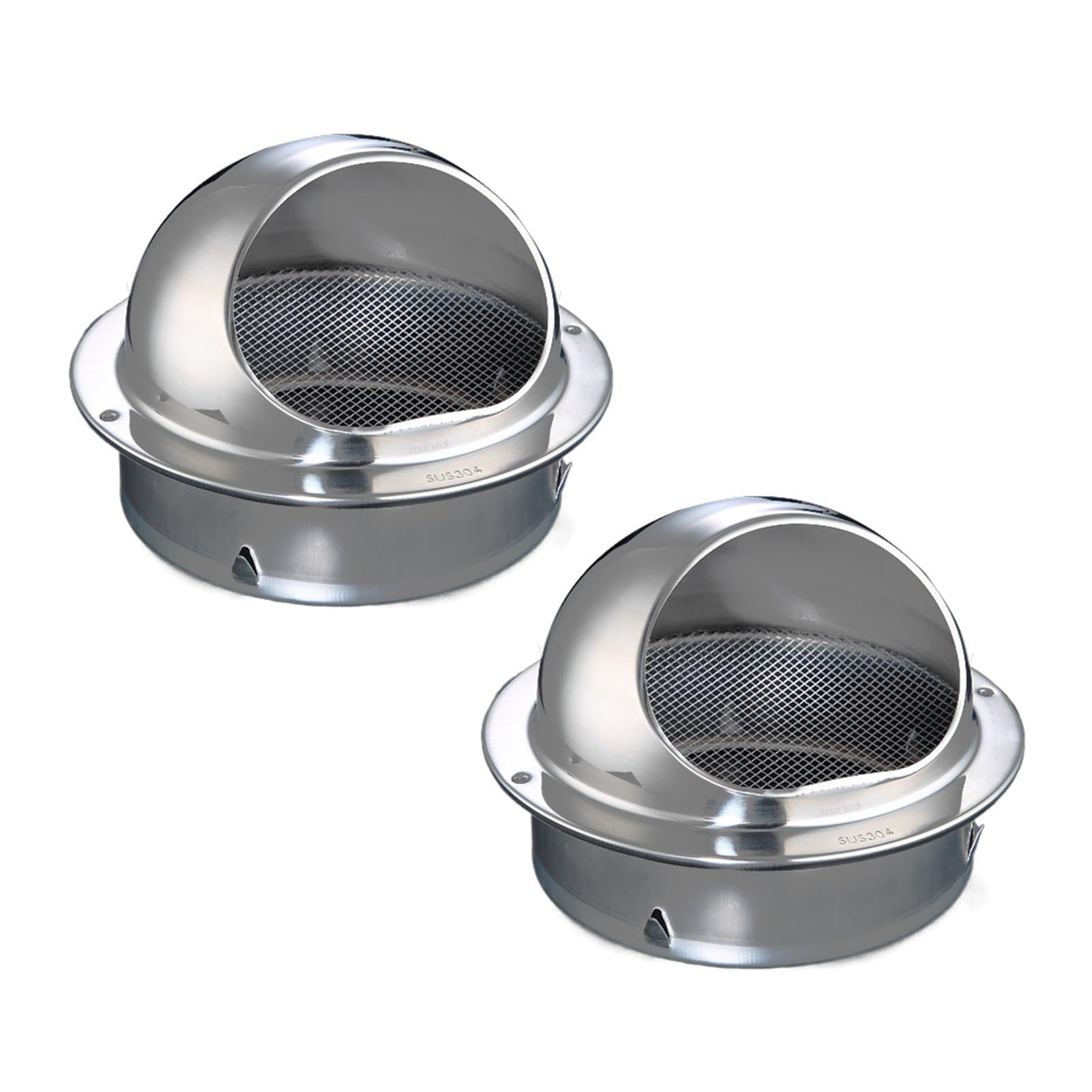 2 pcs Grille Ventilation Hotte en Acier Inoxydable avec Maille, Grille d'Aération Exterieur Ronde pour la Ventilation et L'échappement(7inch/180mm)