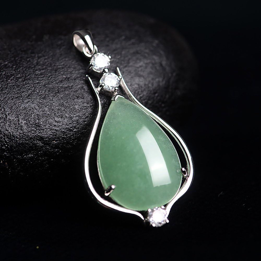 iSTONE 925 Sterling Silver Natural Crytral for Womens Pendant Necklace, Gemstone Birthstone with 17.8" Silver Chain Ladies