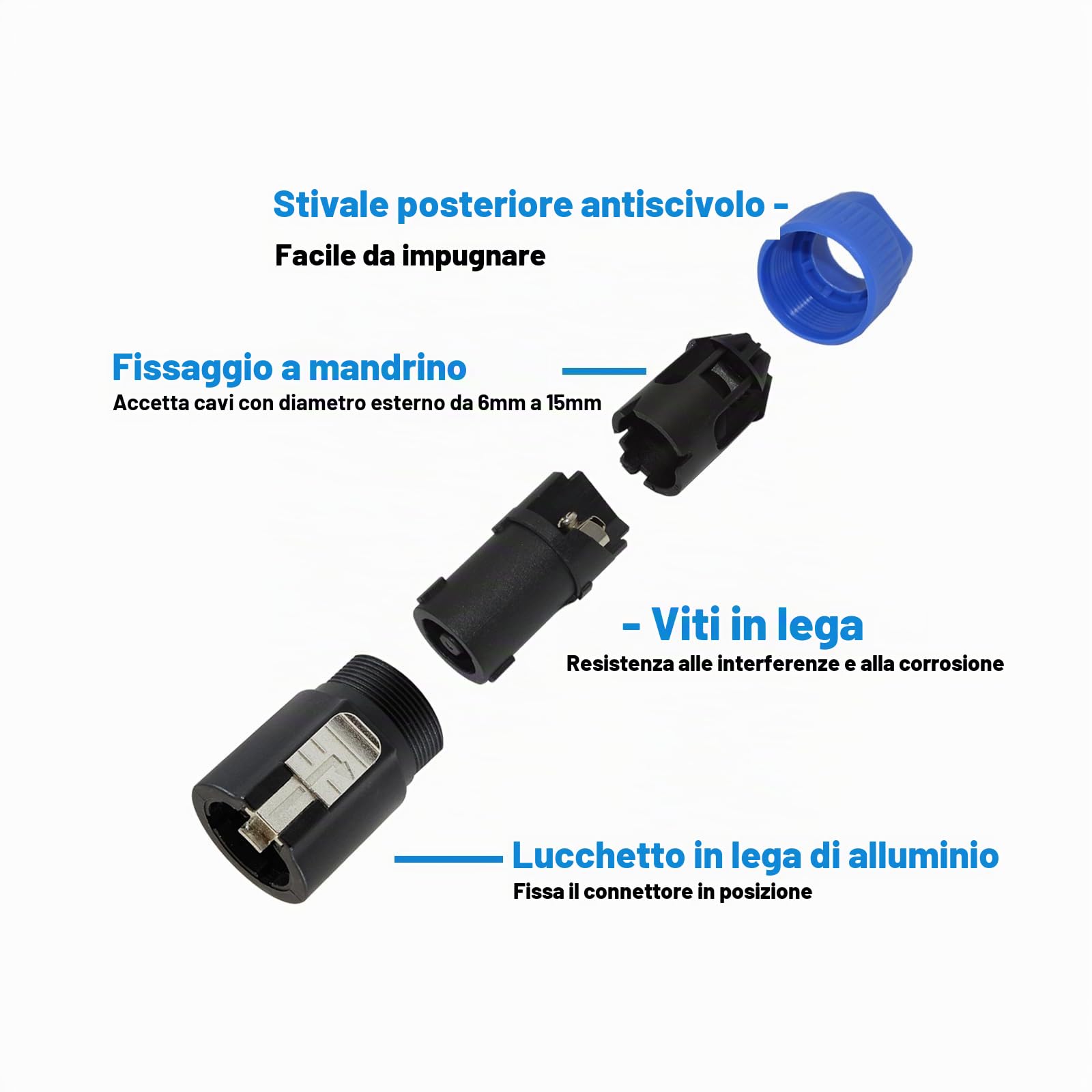 Connettore Speakon, Spina Speakon Twist Lock Spina Altoparlante 4 poli, connettore nl4 compatibile con Speakon NL4MPR, NL4FC, NA4LJ, NL4MP, NL4FX, NL4 & NL2 Series, NL2FC (25 pacchetti)