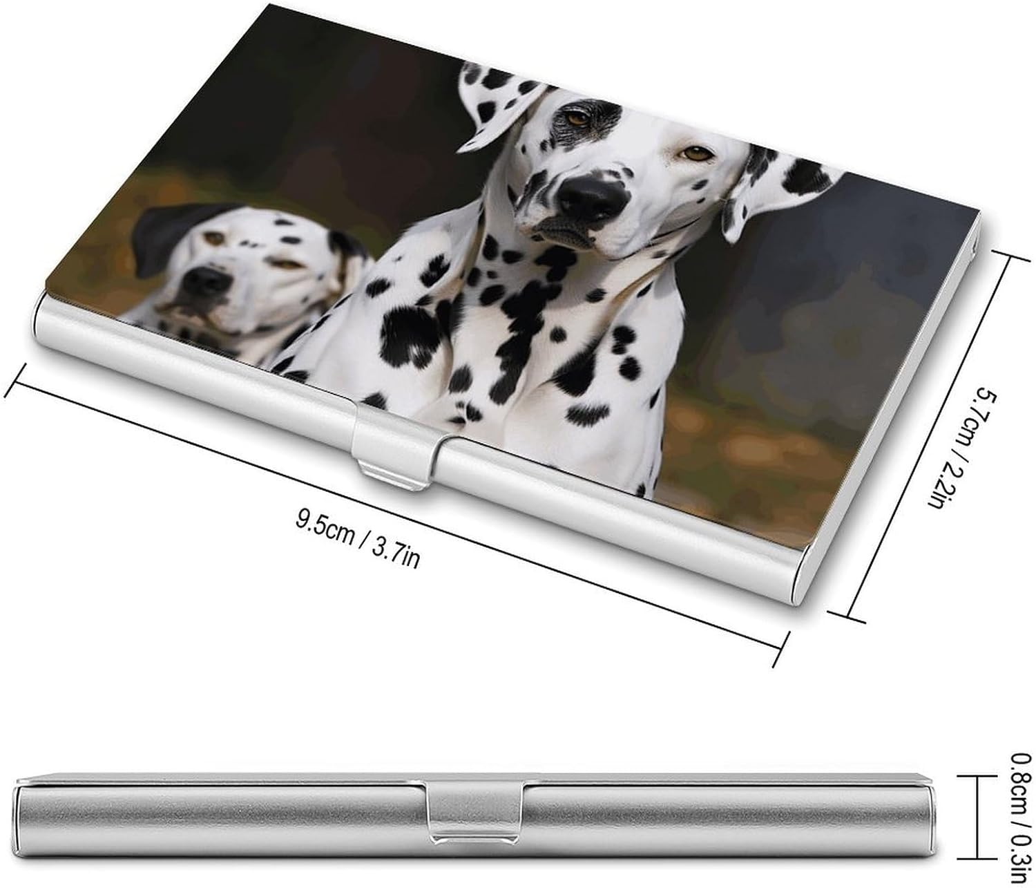 Dalmatian Dog Business Card Case for Women Or Men Snaps Closed Portable Name Holder Credit Card Holder for Business Meeting Use