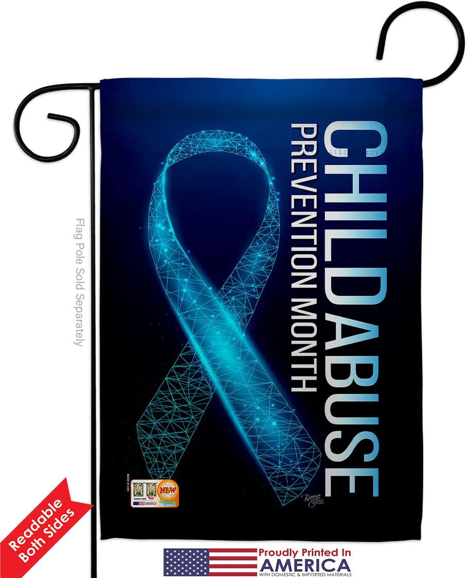Breeze Decor Prevention Child Abuse Garden Flag Pack Support Awareness Inspirational Survivor Ribbon Cancer Autism Breast BLM Applique House Banner Small Yard Gift Double-Sided, Made in USA