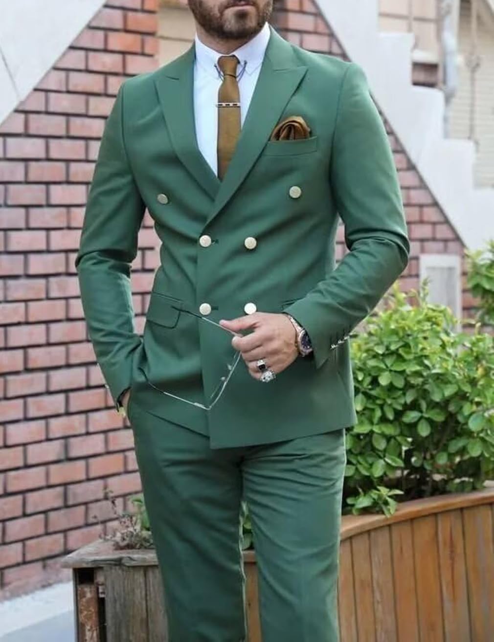 Set di 2 pantaloni blazer a doppio petto per uomo slim fit con risvolto a punta abito da smoking da sposa