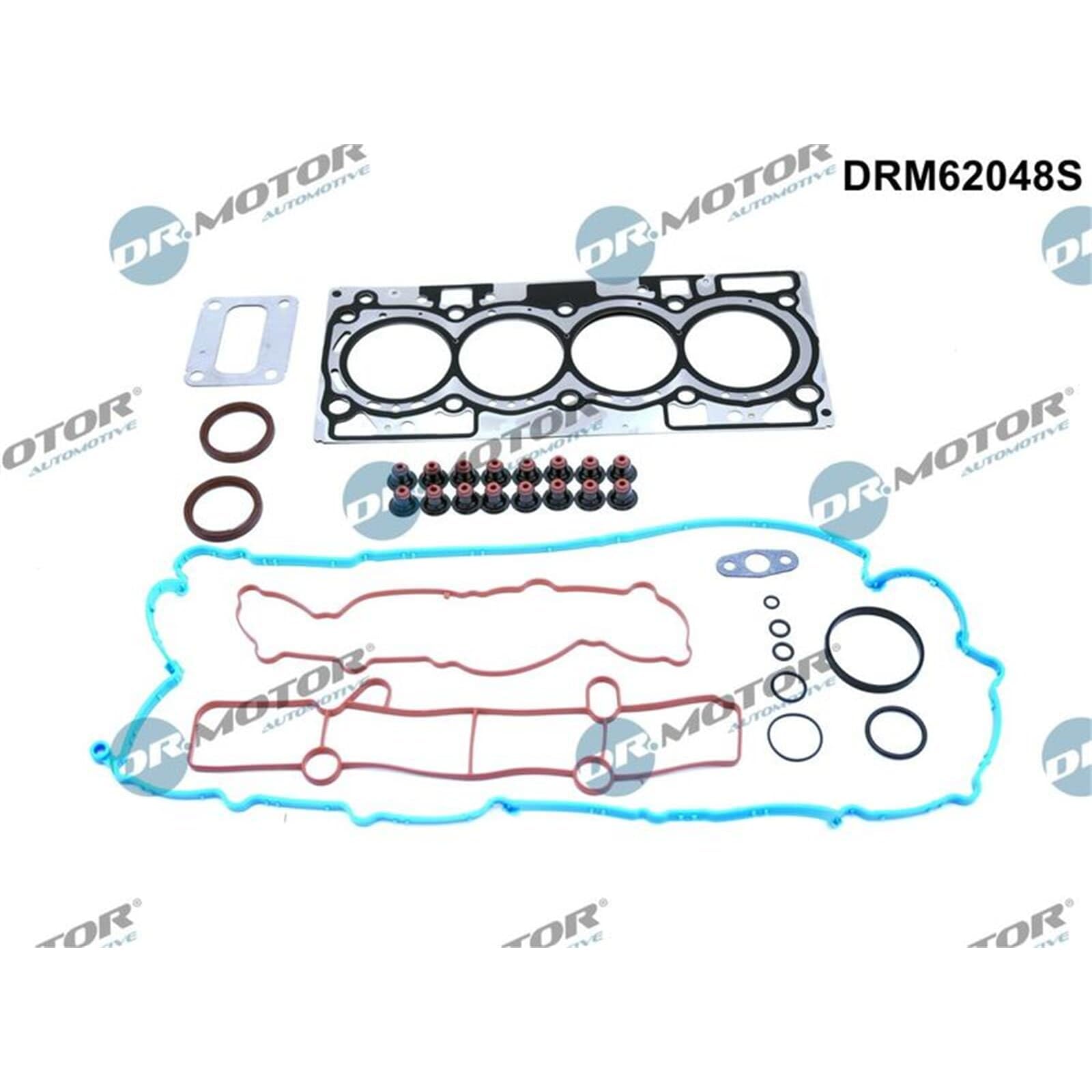 DR.MOTOR AUTOMOTIVE DRM62048S Juego de juntas culata con junta para la tapa de culata de cilindro con junta de culata con junta de vástago de válvula con junta(s) para colector de admisión con
