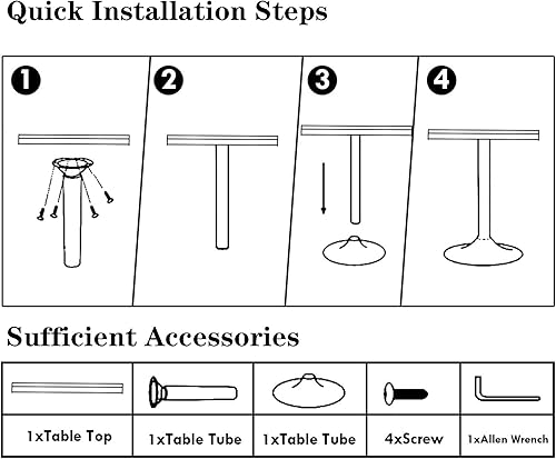 Miniatura 9 de Mesa alta redonda de piedra sinterizada de 21.6 pulgadas, patas de metal modernas, barra alta simple, mesa alta para cafetería, restaurante, postre
