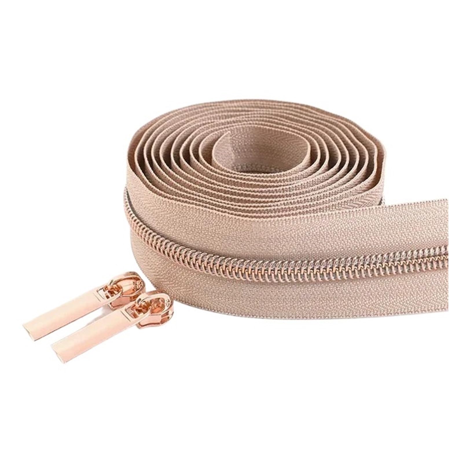 2/5/10 Metri 5# Nylon Cerniere Cursori for I Vestiti Borse Tasca Bobina Zip Cerniera Cursore Sostituire Fai da Te Indumento Accessorio for Cucire(M127RoseGold,10METERZIP10PCSLIDER_5#)