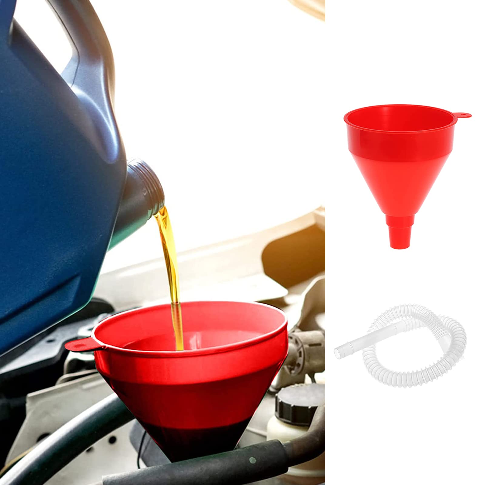 Ensemble D'entonnoirs En Plastique Flexible à Angle Droit Livré Avec 2 Embouts Amovibles Et Un Filtre Pour Huile Automobile Et Usage Domestique
