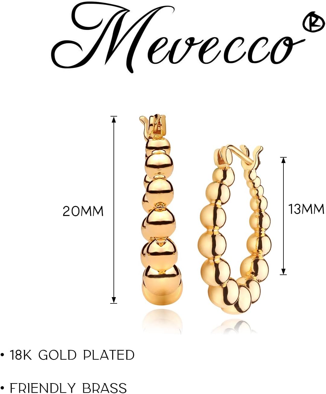 MEVECCO Gold Chunky Huggie Hoop Earring 18K Gold Plated Dainty Handmade Hypoallergenic Sleeper Hoop Earrings for Women - Image 4