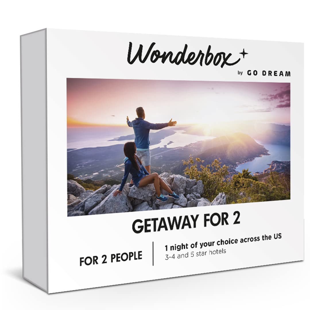 WONDERBOX - Original Gift Idea - Experience Gift - Getaway for 2 - Online Booking Platform -1 Hotel night for 2 people - Up to 52,000 hotels across the US - 3 to 5* hotels
