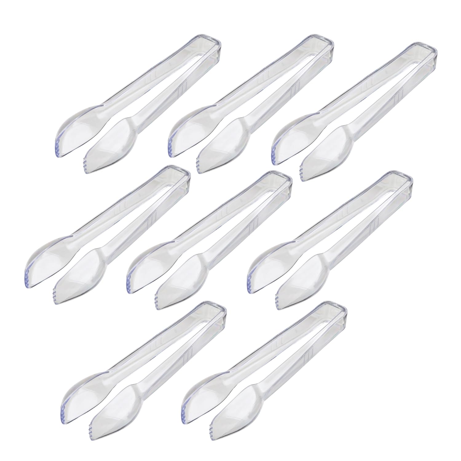 HOMESHOPA Clear Plastic Serving Tongs, 8 Pack Salad Mixing Cutlery Long Handle, Durable, Reusable & Multipurpose Stylish Dining Tongs, Perfect for Birthday Parties Weddings Camping & Events