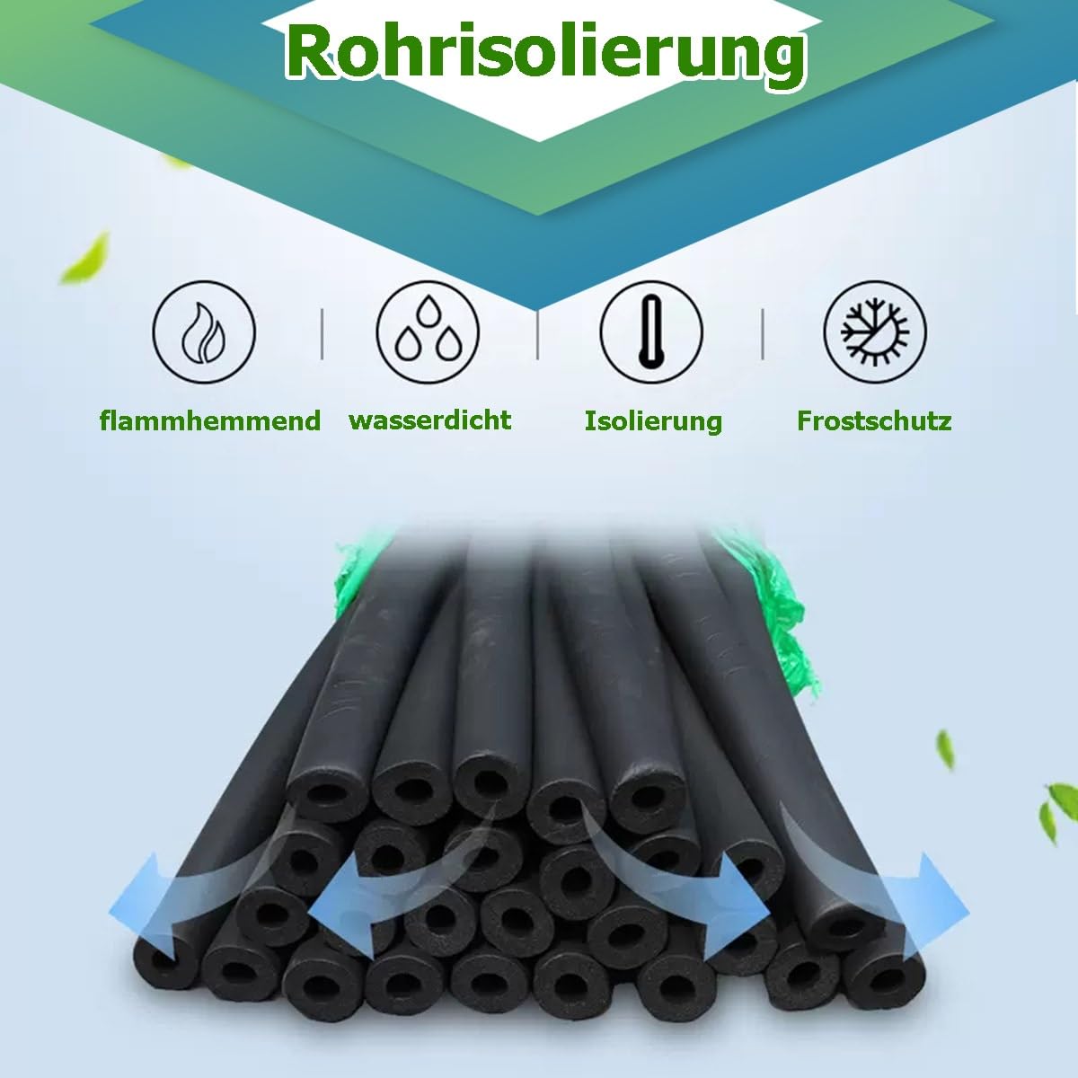 Isolamento Tubi Spugna Nera, Guaina Protettiva Tubolare Termica Impermeabile 2,0 m, Raccordo Aria Condizionata, Spessore 40,0 mm, ID 25,0 mm-108,0 mm(76.0 mm=3")