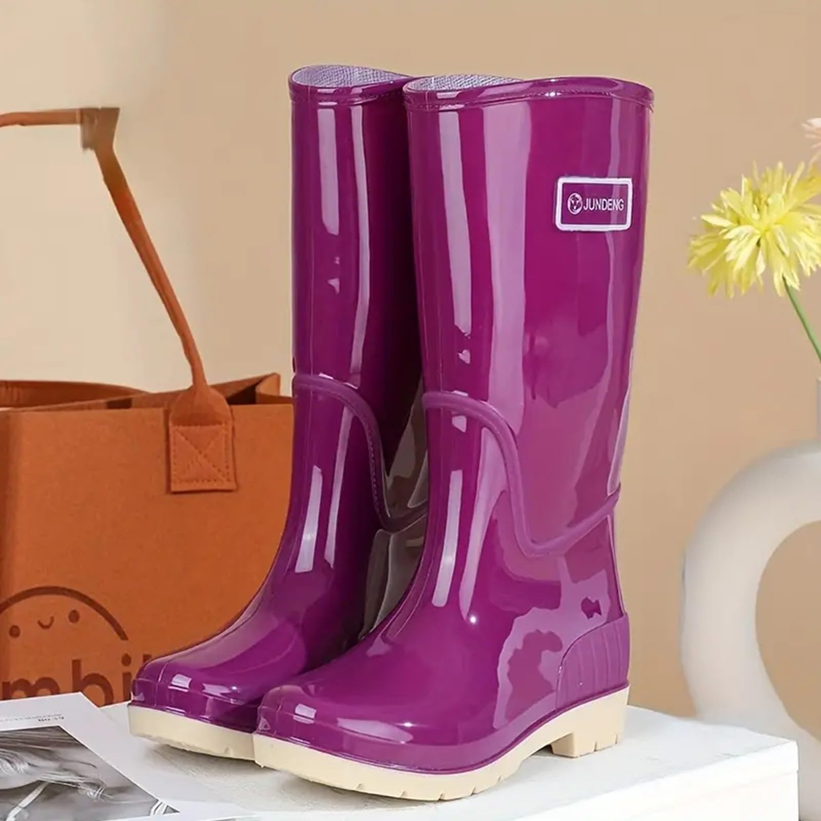 Wellingtonboots - Botas de agua para mujer, talla 6, botas de agua para mujer, botas de agua de pierna corta, media altura, impermeables, ligeras, para exteriores, zapatos cálidos