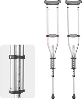 1 Pair Universal Crutches for Adults and Teenager, Adjustable Height for 4'7" to 6'7", 300 LBS Capacity Aluminum Lightweig...