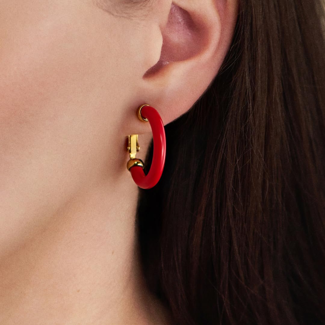 Traveller Ohrclip Creolen - Damen - Ø 25mm - Resin Rot - 22kt vergoldet - 157716