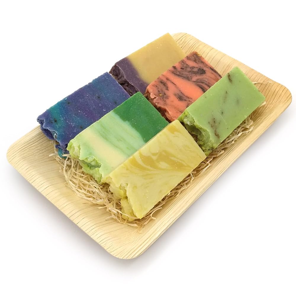 Set de 6 jabones naturales para piel mixta - Bandeja regalo con surtido de jabones artesanales - Regalo original para San Valentín, Cumpleaños, Día de la Madre