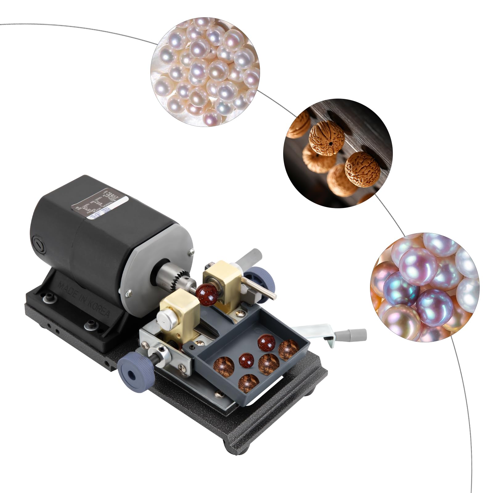 480W Machine de forage de perles, 220V DIY Perceuse à bijoux Pearl, Perceuse pour bijoux en continu, 500-15000RPM Vitesse réglable, pour chaussures/vêtements perles