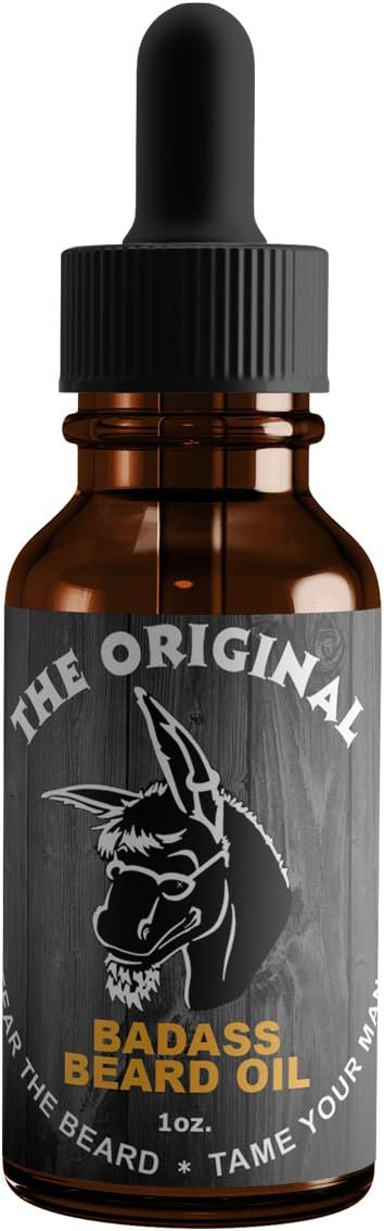 Badass Beard CareBeard Oil For Men - The Original Scent, 1 oz - All Natural Ingredients, Keeps Beard and Mustache Full, Soft and Healthy, Reduce Itchy, Flaky Skin, Promote Healthy Growth