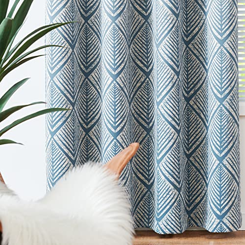 Collact Moderate Blackout Curtains For Bedroom 96 Inch Long Blue Geometric Curtains Grommet Top Thermal Insulated Curtains For Living Room Modern Room Darkening Drapes Window Curtain Set 2 Panels #TOP6