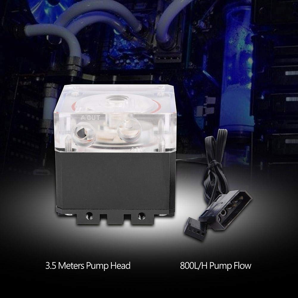 SHATA CPU Water Cooling Pump, 3000RPM Fast Heat Dissipation PC Water Cooling Pump, 800L/H Flow Rate, 3.5M Hose Length, High Performance for Gaming Computers, Black