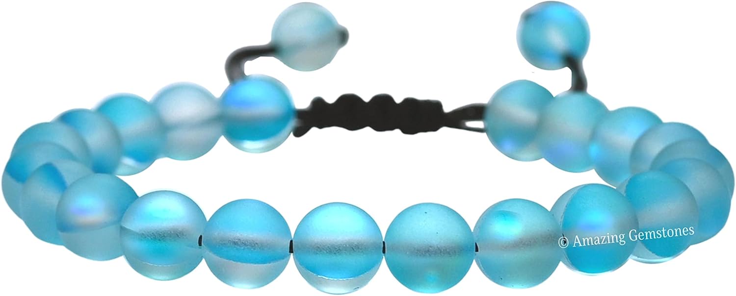 Amazing Gemstone Chocolate Brown Glass Bracelet for Women Men's Gifts - Glowing Sea Glass Bracelet - Beaded Adjustable Bracelet