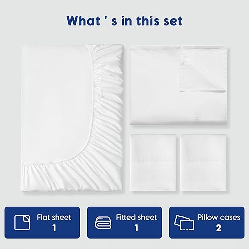 Miniatura 7 de SONORO KATE Sábanas 100% de algodón egipcio, 1200 hilos, juego de sábanas de algodón de hotel de lujo y enfriamiento de 4 piezas, tejido satinado