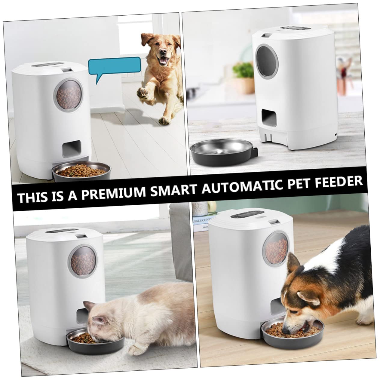 Mipcase 1pezzi Mangiatoia Automatica Per Animali Domestici Contenitore Per Cibo Per Gatti e Cani Alimentatore Intelligente Design Finestra Capacità Per Cibo Secco