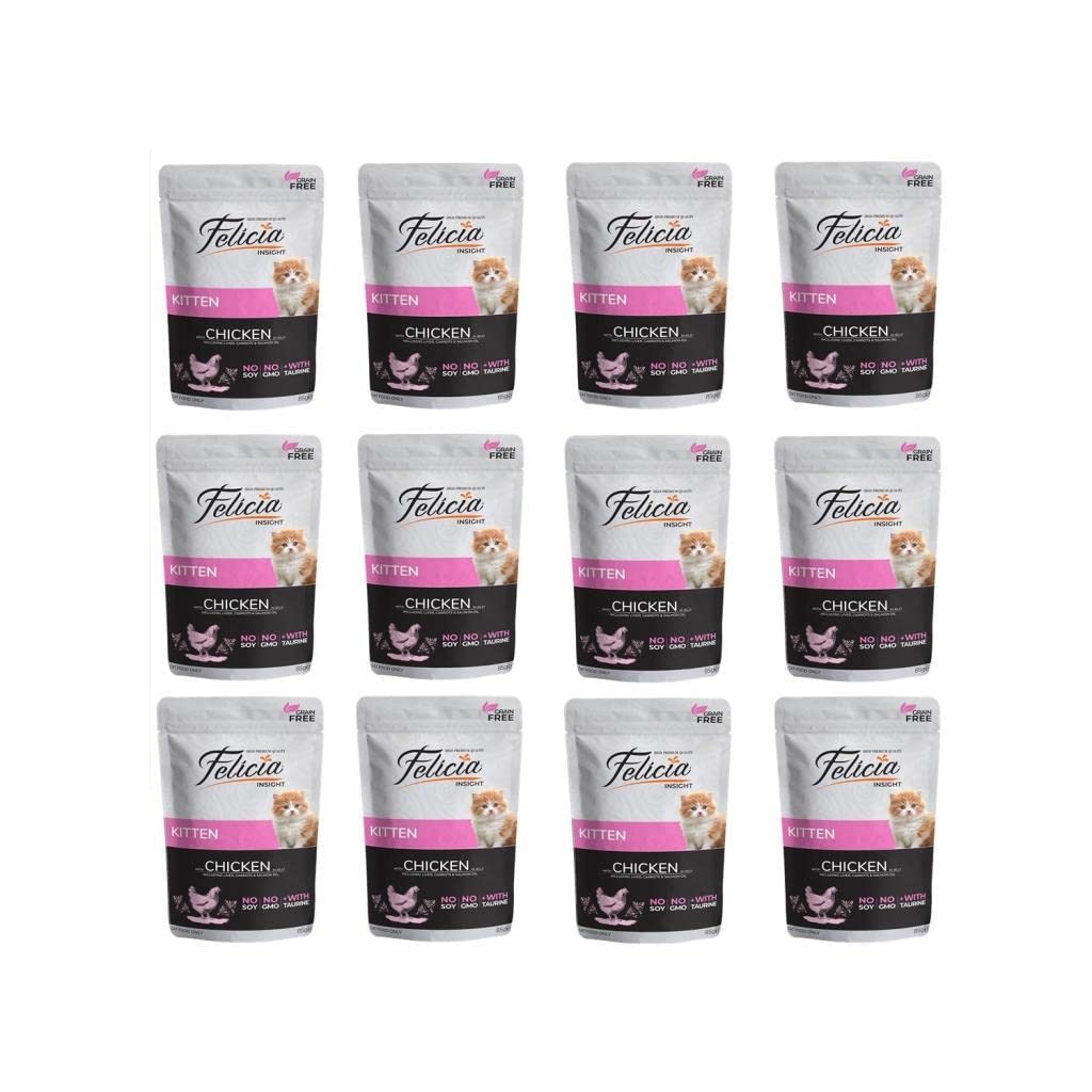 Felicia Pouch Yaş Kedi Maması, Tavuklu, Tahılsız, Yavru Kedi (12 x 85 gr)