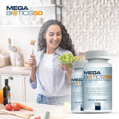 Miniatura 6 de MegaBiotics50- 40 mil millones, con 10 cepas probióticas, sin lácteos, soja y gluten, verificado por cepa, 60 cápsulas