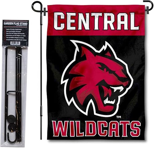 College Flags & Banners Co. Central Washington Wildcats - Bandera de jardín con soporte para poste