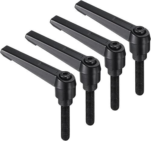 Miniatura 125 de uxcell 4 manijas de palanca de sujeción, perno macho roscado de acero al carbono de óxido negro M8 x 0.59 pulgadas, asas ajustables de bloqueo