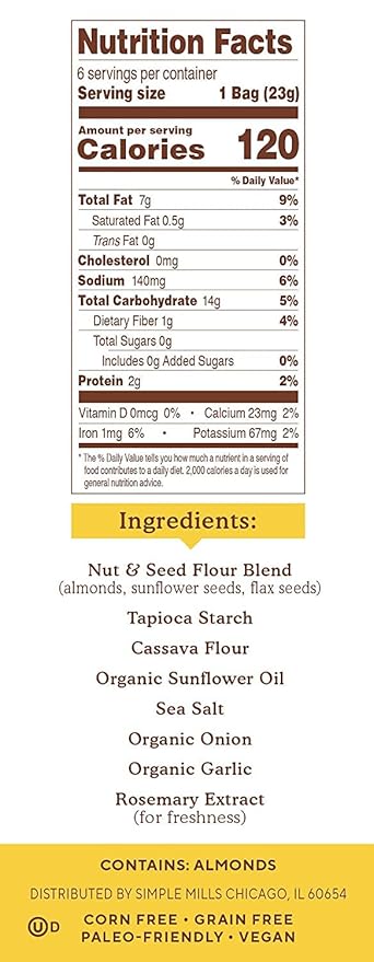 Galletas de Harina de Almendra Simple Mills 20 oz (1.25 lb) miniatura 2