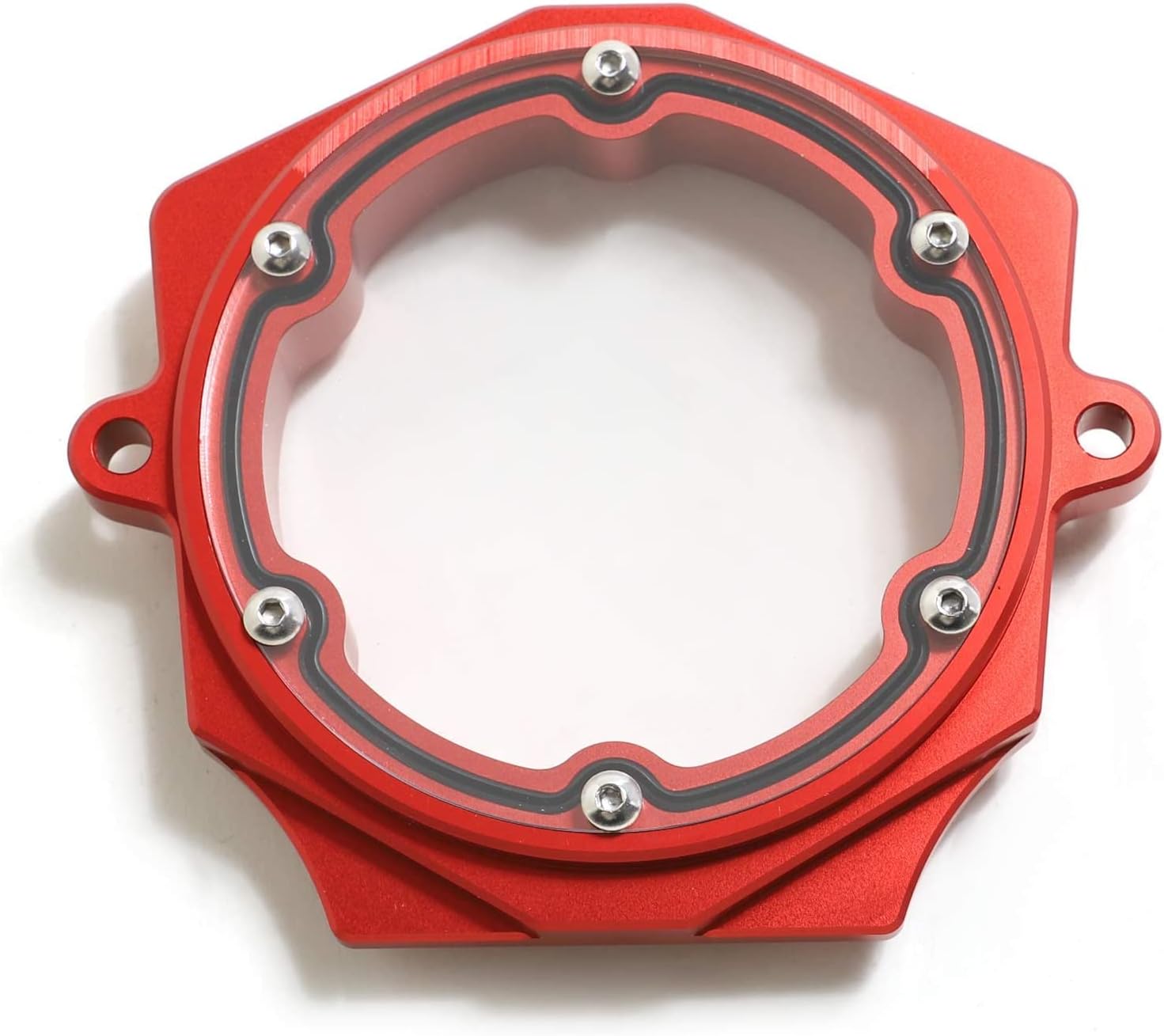 Cylinder Head Side 3 Cover with Clear Window Full Clear Cam Shaft Cover for Yamaha Raptor 700 2006-2022, 1S3-11185-00-00, 1S3-11185-10-00, Red Base, Black Cover