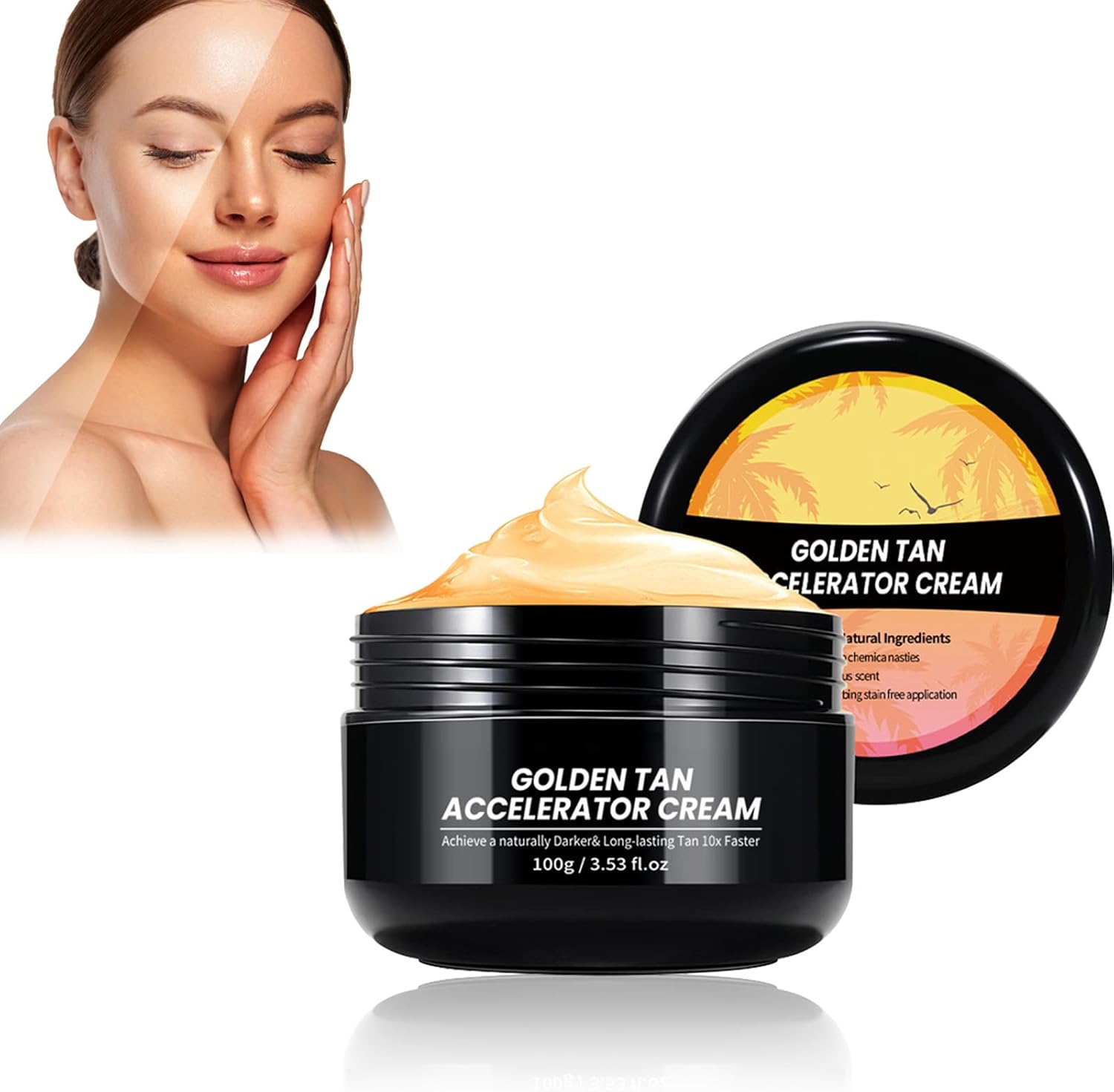 Creme Autobronzante, Accelerateur de Bronzage, Crème Bronzante pour