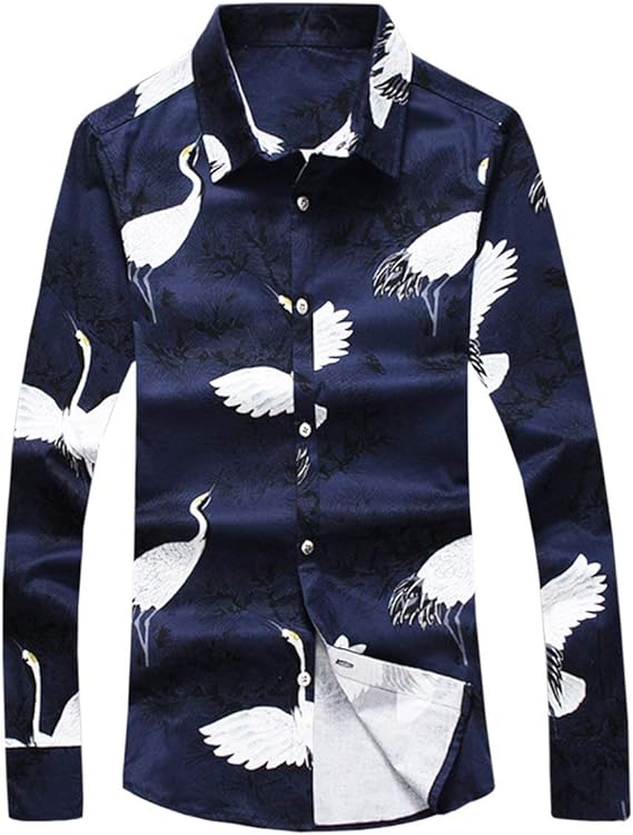 Amazon Ceen メンズ 秋 冬 シャツ おしゃれ リゾート 注目された 男性シャツ たっぷり カジュアル 大きいサイズ チャイナ風 流行る 花柄 長袖 フラワー 花 柄フラワー シャツ 通販