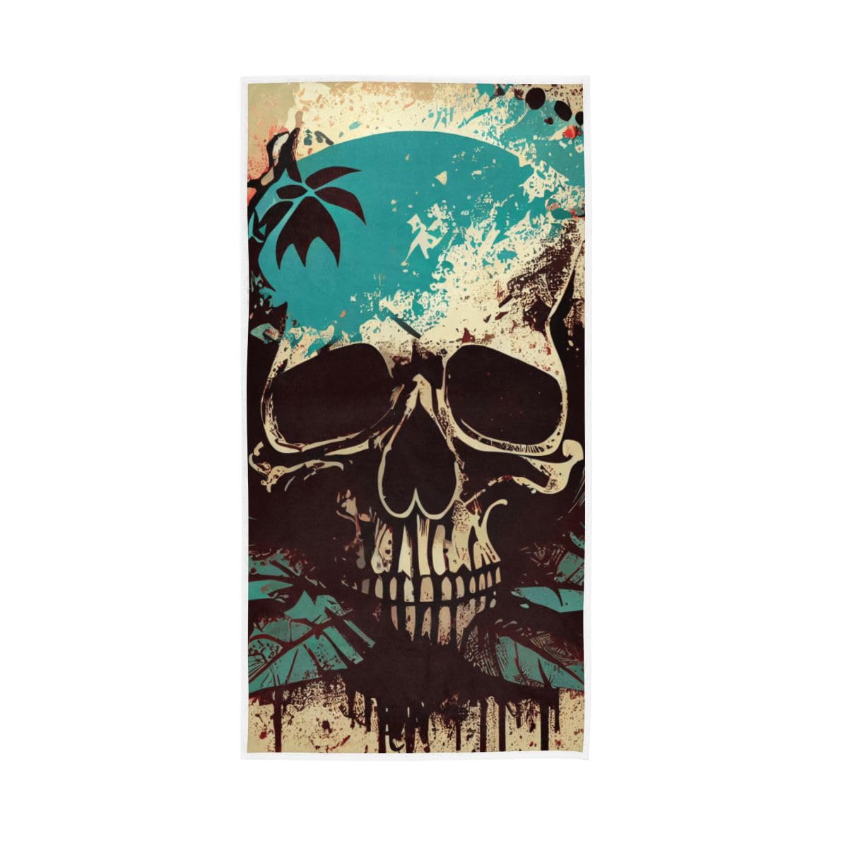 LSRCPD Blue Red Watercolor Skull Head Hand Towel, 15 x 30 Inches, Soft Highly Absorbent Towels for Bathroom Gym Shower