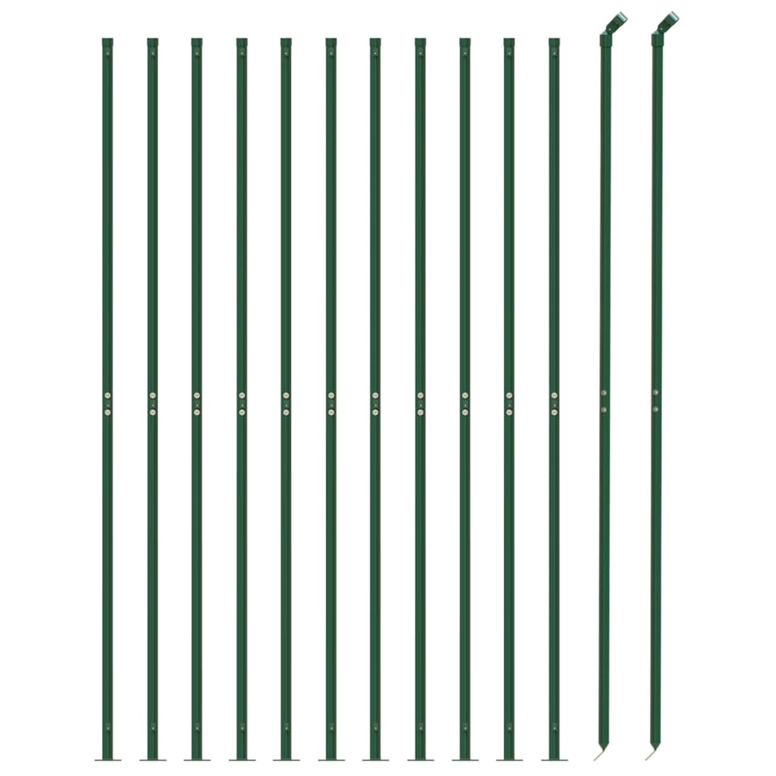 Ogrodzenie z siatki drucianej zielone 0,8 m x 25 m – ocynkowana stal powlekana PCW, grubość drutu 1,55 mm, siatka 100 x 100 mm, z 11 słupkami, 2 rozpórkami, 11 kołnierzami podłogowymi – do