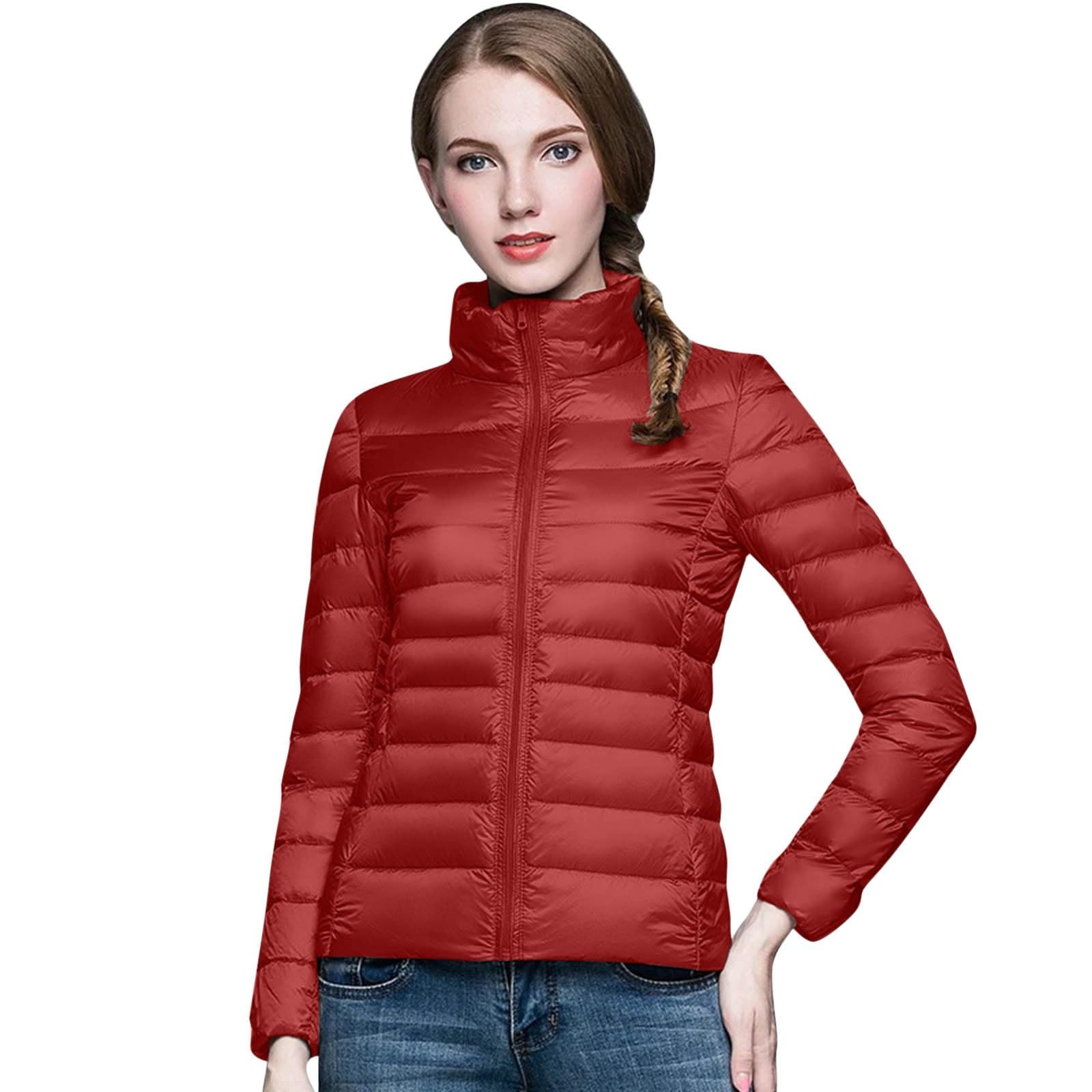 Generisch Warme, leichte Damenjacke, kapuzenloser, winddichter Wintermantel mit recycelter Isolierung, schmaler, kurzer Wintermantel mit Kapuze, Warmer weißer Entendaunenmantel, Oberbekleidung