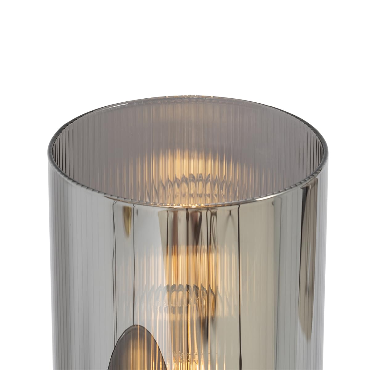 Qazqa Art Deco Tischleuchte - Laura - Schwarz mit Rauchglas, max. 40W, Geeignet für LED, 64cm, Ideal als Schlafzimmerlampe und Wohnzimmerlampe