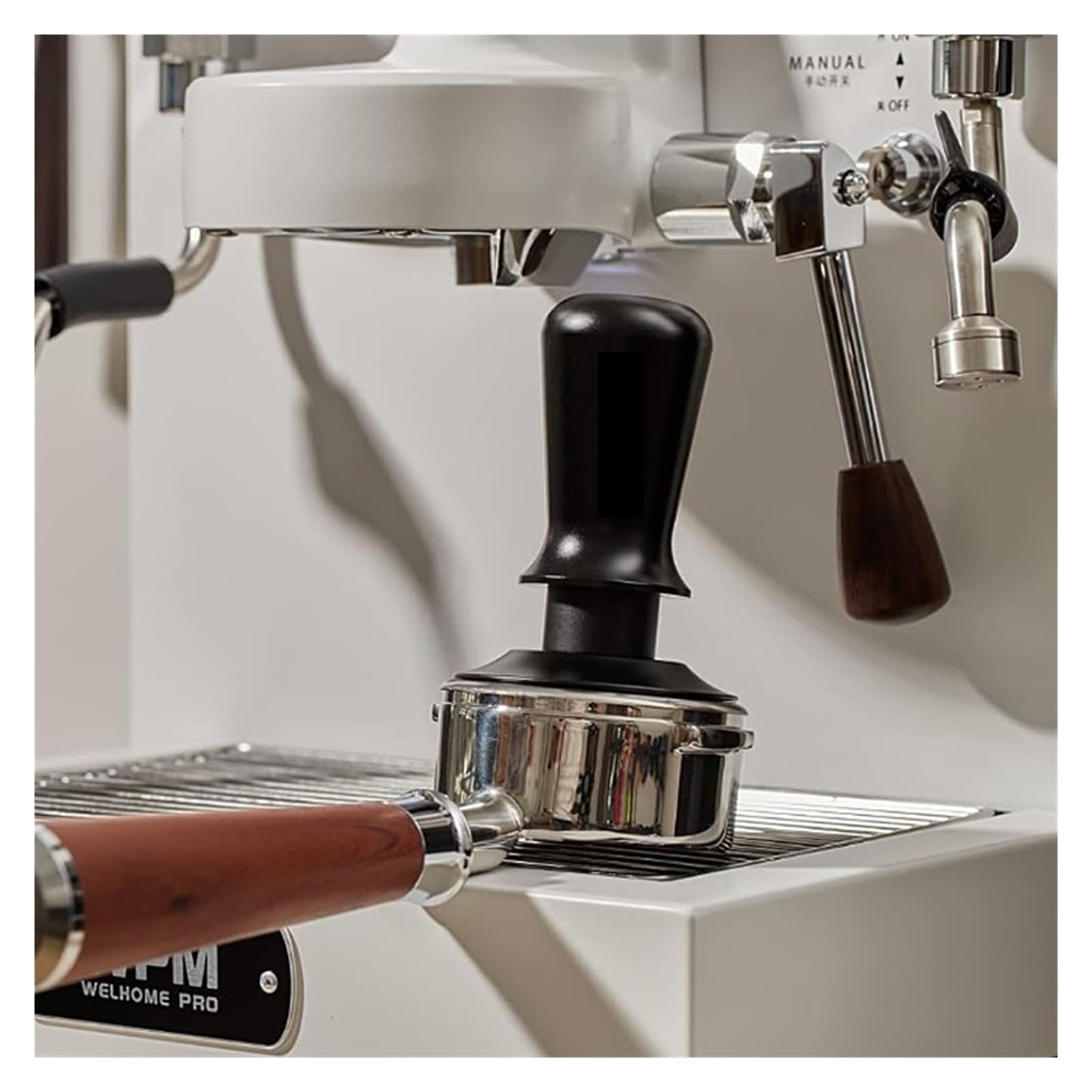 Pressino espresso di ricambio calibrato, base in acciaio inox