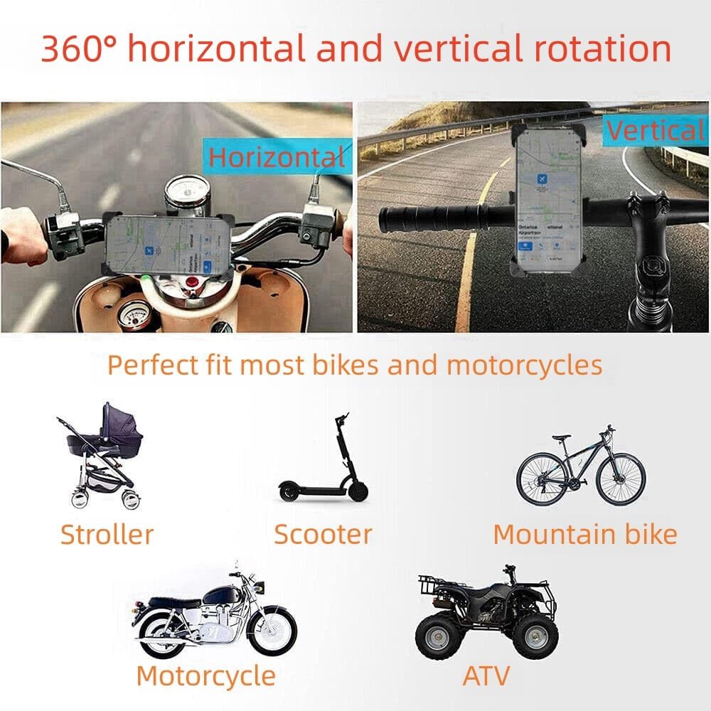 kiorziesk Uchwyt na telefon do roweru i motocykla - Uniwersalny obrotowy uchwyt na telefon o 360 do kierownicy MTB roweru motocykla - kompatybilny z iPhone Samsung Galaxy Huawei Xiaomi Oppo