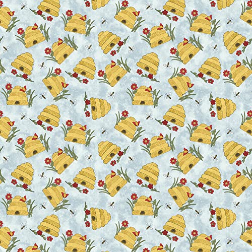 Benartex - Tela de colmenas de abejas azul BEN243 por 0,5 metros