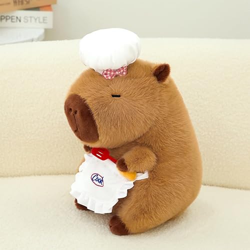 Miniatura 7 de Ditucu Lindo peluche de Capybara con sombrero de chef de cocina, pala de cocina, suave Capibara, peluches de animales de peluche, juguetes para