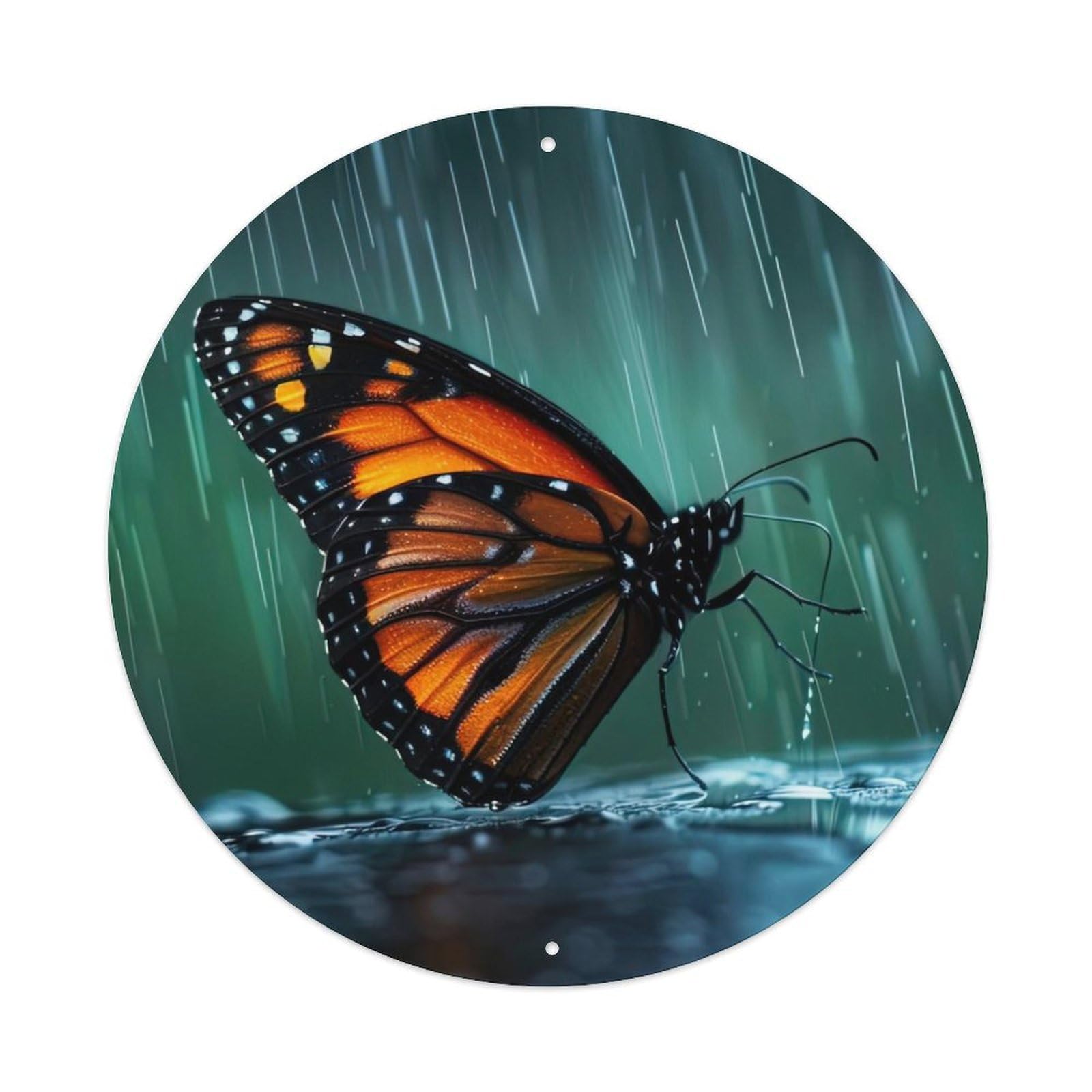 Animal Butterfly in The Rain Artwork Metal Tin Sign