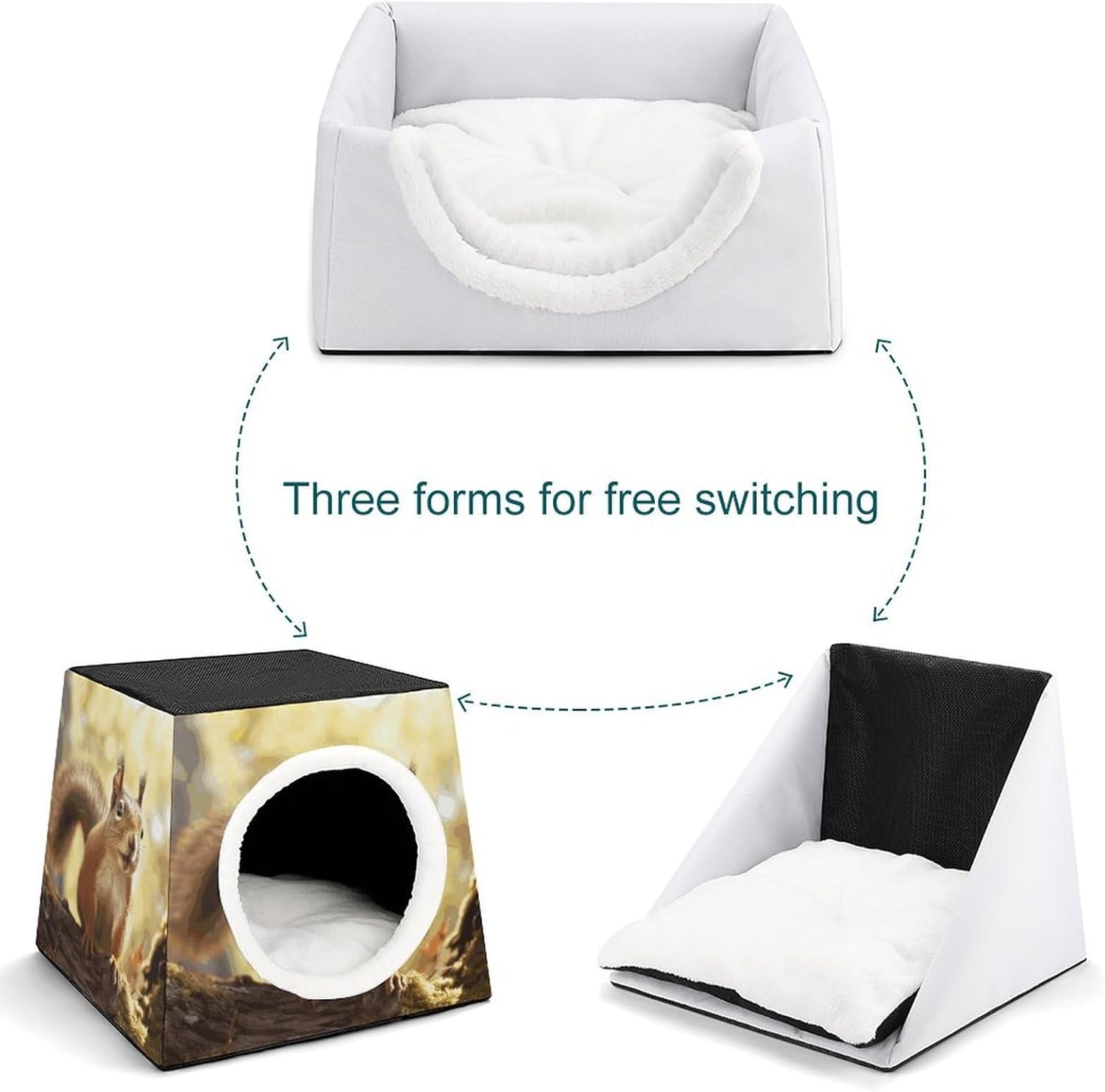 Pet Sleeping Nest Bed, Funny Squirrel Printed Dog House Cat Nest, Winter Pet House are Suitable for Most Cats, Dogs, and Other Small Pets